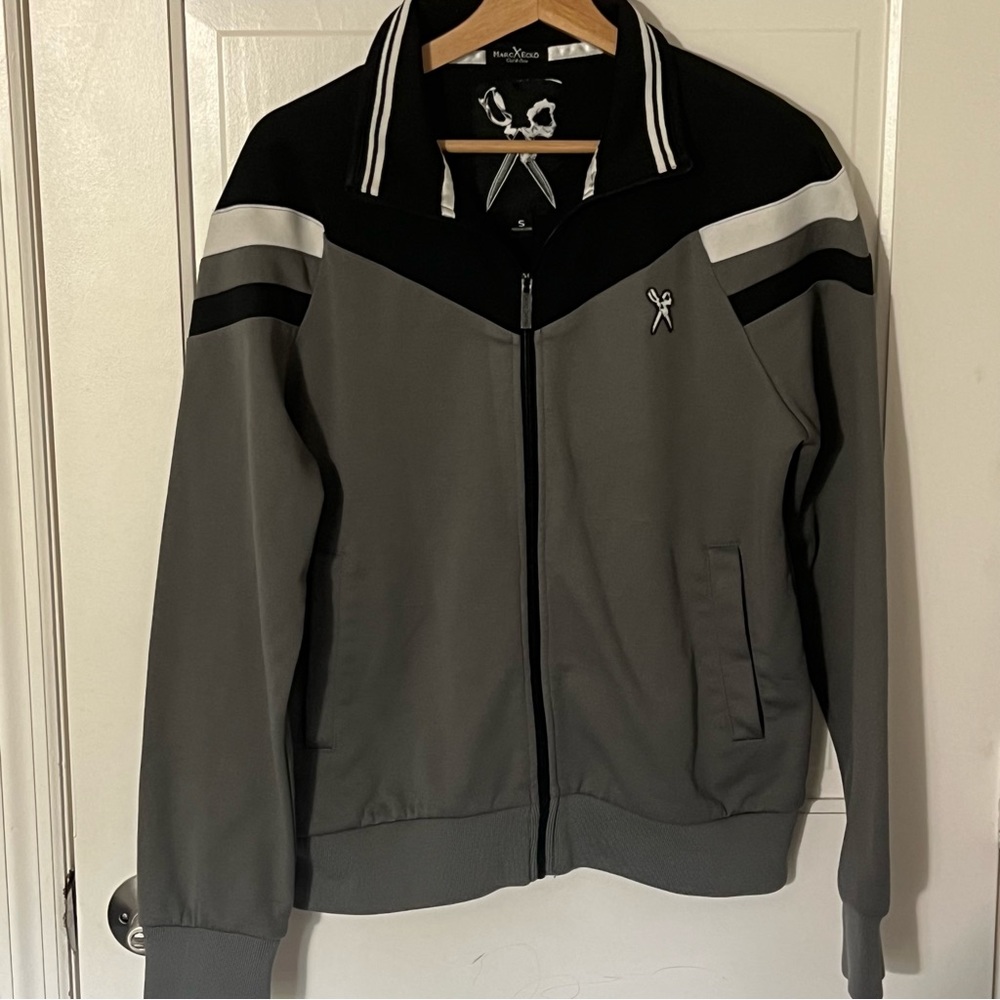 Marc Ecko Zip Up Jacket Size Small Gray Black - image 3